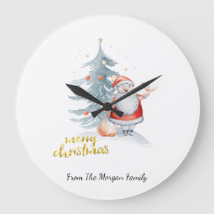 Grande Horloge Ronde Père Noël Pin Arbre de Noël