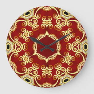 Grande Horloge Ronde Perle d'or : illustration de cadre décoratif.