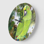 Grande Horloge Ronde Perroquet à Naples jaunes de Cydney (Angle)