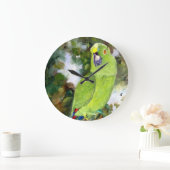 Grande Horloge Ronde Perroquet à Naples jaunes de Cydney (Maison)