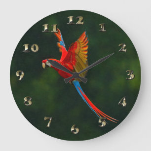 Grande Horloge Ronde Perroquet en vol