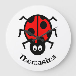 Grande Horloge Ronde Personalised Ladybird Pattern Wall Clock