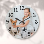 Grande Horloge Ronde Personalised Photo Name<br><div class="desc">Perfect for nurseries,  bedrooms or any room in your home. A fun design which you can personalise with a loved one's name and photo to create a unique gift. Designed by Thisisnotme©</div>