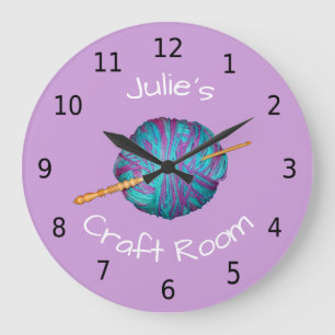 Grande Horloge Ronde Personalised your name, craft room, crochet