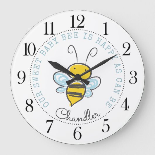 Grande Horloge Ronde Personalized Baby Bee Nursery (Recto)