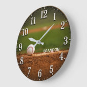 Grande Horloge Ronde Personalized Baseball Field Custom Name (Angle)