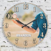 Grande Horloge Ronde Personalized Baseball Pitcher Custom Name