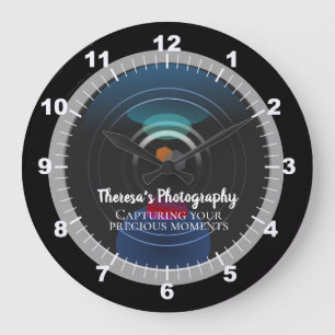 Grande Horloge Ronde Personalized Camera Lens Photographe Studio