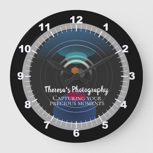 Grande Horloge Ronde Personalized Camera Lens Photographe Studio (Recto)