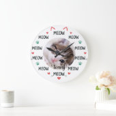 Grande Horloge Ronde Personalized Cat Photo & Name Wall Clock (Maison)