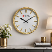 Grande Horloge Ronde Personalized Custom Name & Monogram Silver Gold