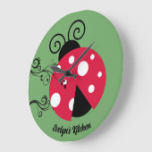 Grande Horloge Ronde Personalized Lady Bug Kitchen Clock Ladybug (Angle)