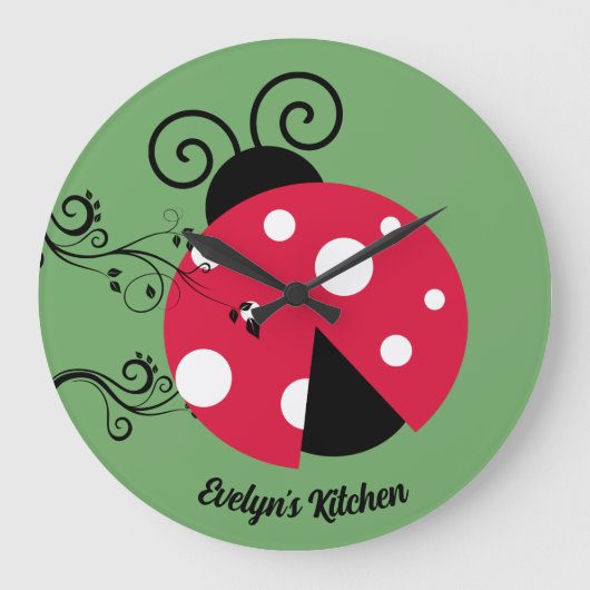 Grande Horloge Ronde Personalized Lady Bug Kitchen Clock Ladybug (Recto)