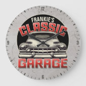 Grande Horloge Ronde PERSONALIZED NAME Classic Car Garage Custom Shop (Recto)