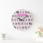 Grande Horloge Ronde Personalized Pink Moon Phase Celestial Name Gift (Maison)