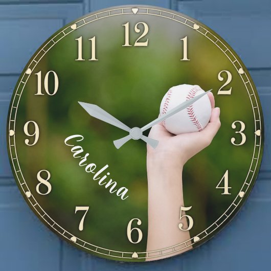 Grande Horloge Ronde Personalized Softball Pitcher Custom Name 