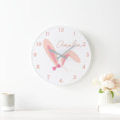 Grande Horloge Ronde Personalized White Bunny Nursery Wall Clock Pastel (Maison)