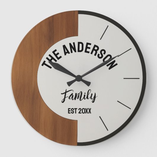 Grande Horloge Ronde Personalized Wood warmth and charm Family Name (Recto)