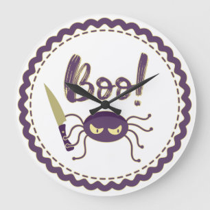 Grande Horloge Ronde Personnage d'araignée drôle d'Halloween couteau ma