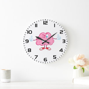 Grande Horloge Ronde Personnage de cerveau de dessin animé drôle faisan