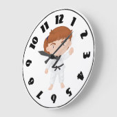Grande Horloge Ronde Personnage de karaté fille enfants arts martiaux (Angle)