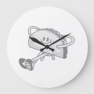 Grande Horloge Ronde Personnage de mascotte de taco vert mignon qui mar