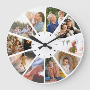 Grande Horloge Ronde Personnalisé 10 Photo Famille Enfants grand-parent