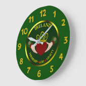 Grande Horloge Ronde Personnalisé Irish Claddagh (Angle)