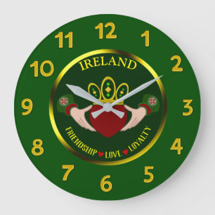 Grande Horloge Ronde Personnalisé Irish Claddagh