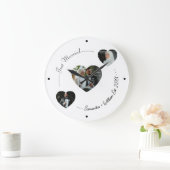 Grande Horloge Ronde Personnalisé Juste Marié Coeur Photo Mariage Mur H (Maison)