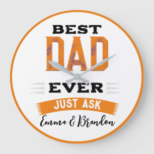 Grande Horloge Ronde Personnalisé Meilleur Papa Papa Père Toujours Pose
