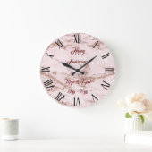 Grande Horloge Ronde Personnaliser en marbre Parties scintillant rose R (Maison)
