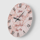 Grande Horloge Ronde Personnaliser en marbre Parties scintillant rose r (Angle)