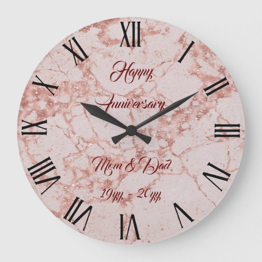 Grande Horloge Ronde Personnaliser en marbre Parties scintillant rose r (Recto)