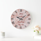 Grande Horloge Ronde Personnaliser en marbre Parties scintillant rose r (Maison)