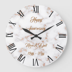 Grande Horloge Ronde Personnaliser Marbre blanc rose de luxe Blush Par