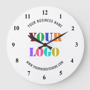 Grande Horloge Ronde Personnaliser Votre Entreprise Nom Logo Site Web H