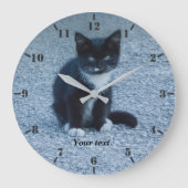 Grande Horloge Ronde Personnalisez le chaton Tuxedo (Recto)