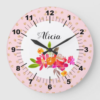 Grande Horloge Ronde Personnalisez votre propre floral