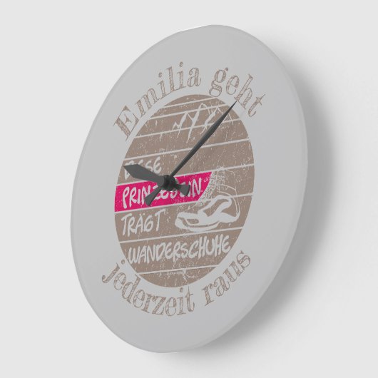 Grande Horloge Ronde Personnalisierbar Nom Prinzessin Wanderschuhe (Angle)