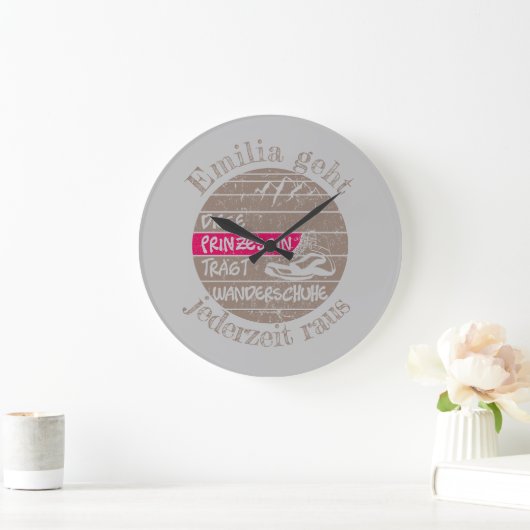 Grande Horloge Ronde Personnalisierbar Nom Prinzessin Wanderschuhe (Maison)