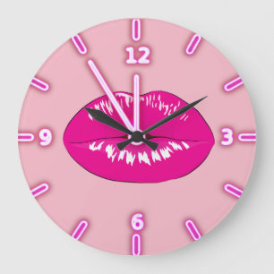 Grande Horloge Ronde Personnalité de Cool Trendy Lips