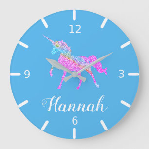 Grande Horloge Ronde Personnalité du Colorful Unicorn