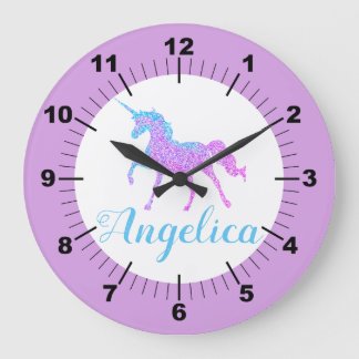 Grande Horloge Ronde Personnalité du Colorful Unicorn