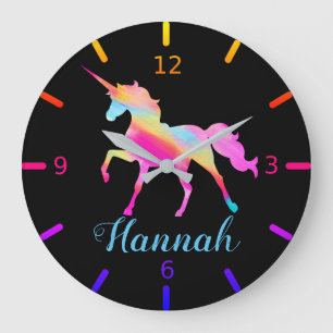 Grande Horloge Ronde Personnalité du Colorful Unicorn