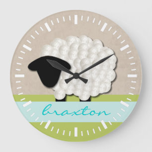 Grande Horloge Ronde Personnalité du Petit Lamb Nursery Clock