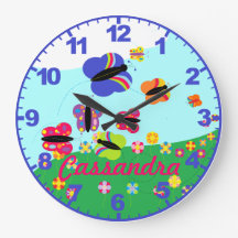 Personnalized ANY NOM Butterfly Clock with Numbers