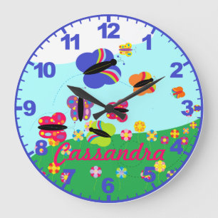 Grande Horloge Ronde Personnalized ANY NOM Butterfly Clock with Numbers