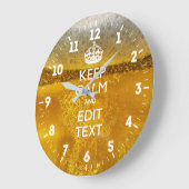 Grande Horloge Ronde Personnalized Keep Calm Have Your Text on Beer (Angle)