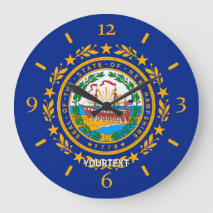 Grande Horloge Ronde Personnalized New Hampshire State Flag Design on a